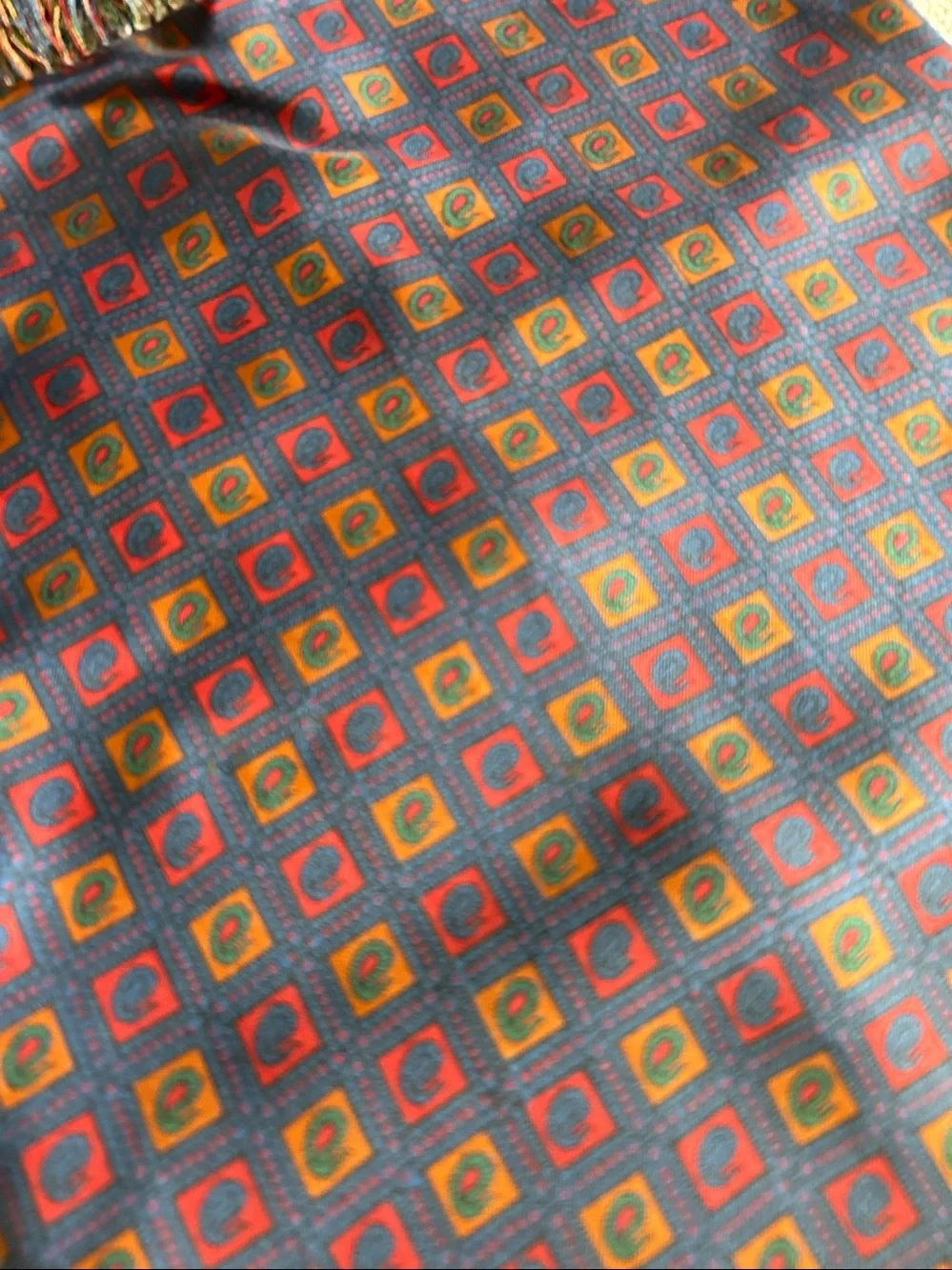 Vintage A. Sulka and Company Silk, Wool and Cashmere Patterned Scarf Silk Tassle